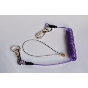 China Purple plastic spring wire coil tool lanyard with snap hooks&key rings&wire loop for safe on sale China Purple plastic spring wire coil tool lanyard with snap hooks&key rings&wire loop for safe on sale