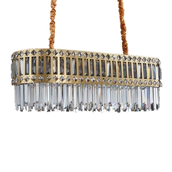 Quality Modern K9 Clear Crystal Bar Rectangle Raindrop Chandelier Lighting LED Ceiling Light Fixture Pendant for Dining Room wholesale