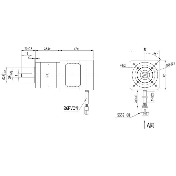 Planetary Gearbox Brushless Motor 24v 0.8A Nema 17 42mm