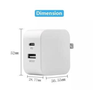 USB Type C 100-240V Dual Port Charger 20W Foldable Plug For IPhone 13 Pro Max