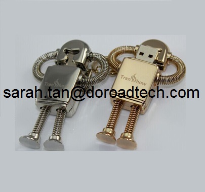 Wholesale Metal Robot USB Pen Drive with Key Chain