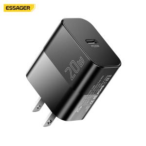 ESSAGER PD 20W Usb C Fast Charging Gan Mobile Cell Phone Charger Us Eu Uk Plug