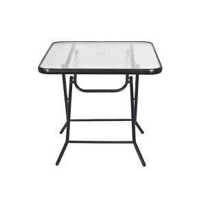 BSCI Outdoor Folding Square Tempered Glass Table With Powder Coated Frame