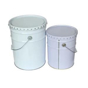 Cheap Rust Resistant White / Silver Iron Empty Paint Pails With Removable Lid for sale