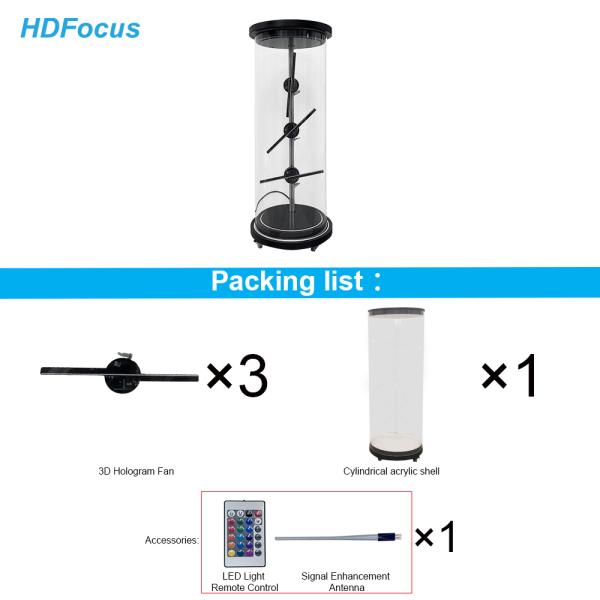 Mini 3D Holographic Projector Fan Splicing Cylindrical Hologram Fan Human Transparent Cabinet Solution Display Equipment