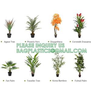 Artificial Plants Fake Banana Tree with Green Leaves in Plastic Pot Faux