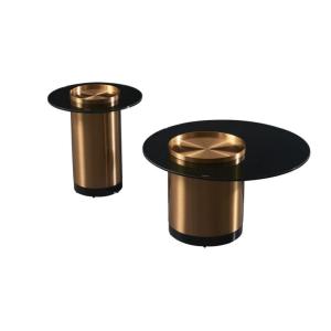 Reflective Glass Matching Rose Gold Tray Coffee Table