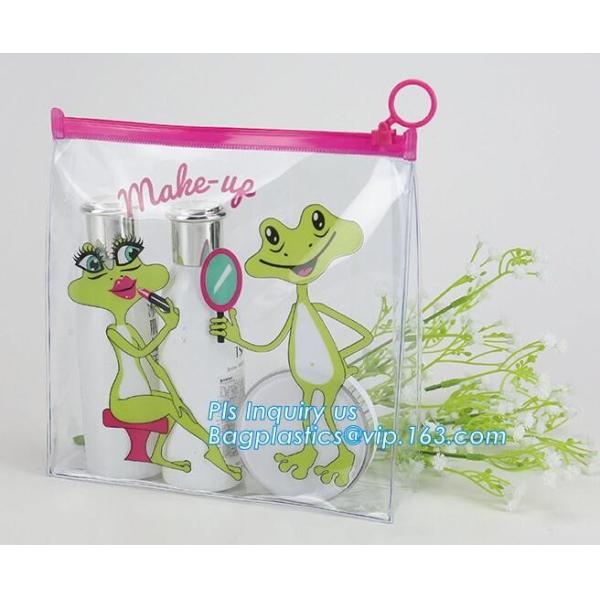 plastic bag with zip lock for cosmetic, slide lock poly bag, standing up zip