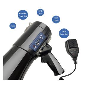 50W Battery Powered Megaphone Speaker Weather Protection With Mic 20KHz