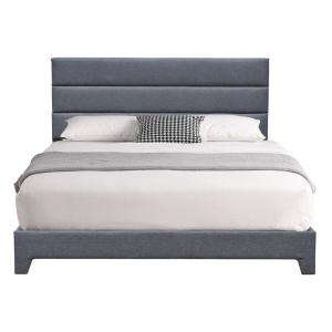 Modern Queen Size Upholstered Platform Bed With Adjustable Height Headboard
