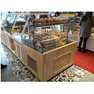 Cheap Dustproof Bakery Glass Showcase Smooth Lines Strong Transparency Sense for sale