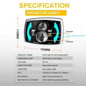 CD70 Motorcycle LED Headlight with 1 Year Warranty 30W Power and 3000LM Luminous