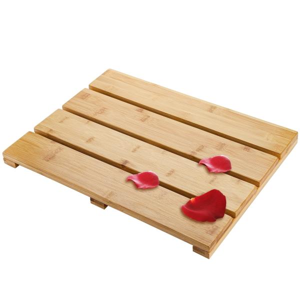 Striped Pattern Bamboo Wood Non Slip Shower Mat 39.88 X 26.17 X 3.05CM for