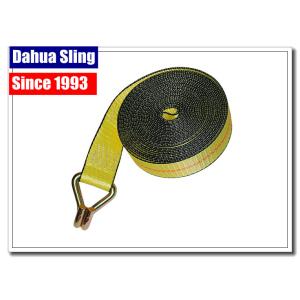 China Yellow Wire Hook Truck Winch Straps , Vehicle Recovery Strap Lightweight on sale