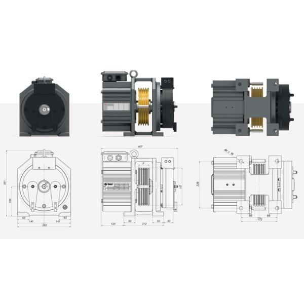 200mm Sheave Elevator Gearless Traction Machine With EMFR DC110V / 2.0A