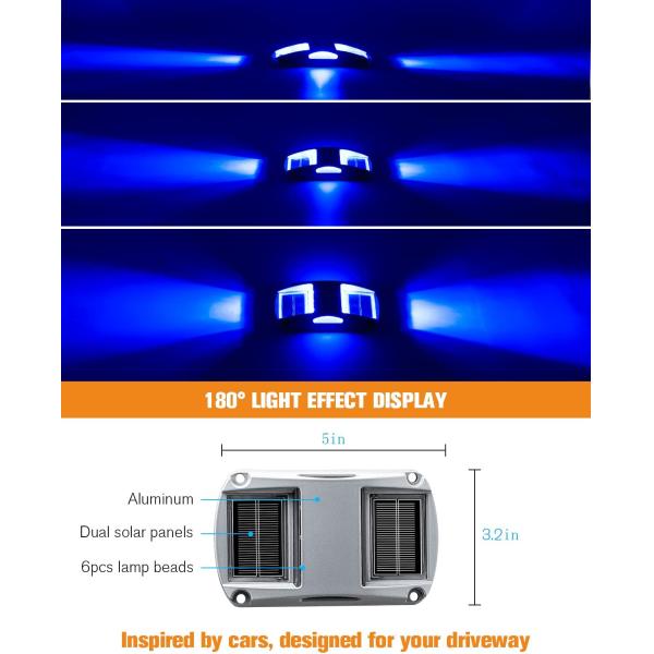 6 LED Lamp IP68 Waterproof Solar Dock Light with 5000K Daylight for Wireless Road Driveway Path Lighting
