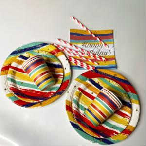 8 guests Birthday Party Tableware Decoration Set Rainbow Theme Tableware Paper