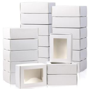 Custom Logo Folding Soap Packaging Box with Clear Window White Kraft Paper