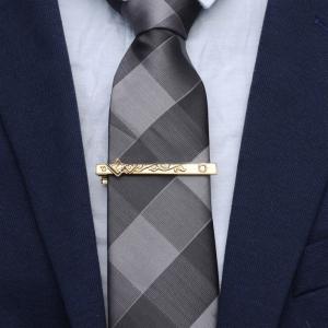 Invisible Setting Inlay Men'S Tie Bar Clip With IP Gold Plating Baked Enamel