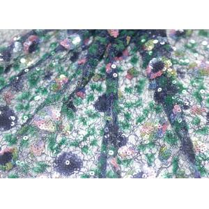 Multi-color 3D Sequin Lace Fabric Navy Customized Lace Dress Design