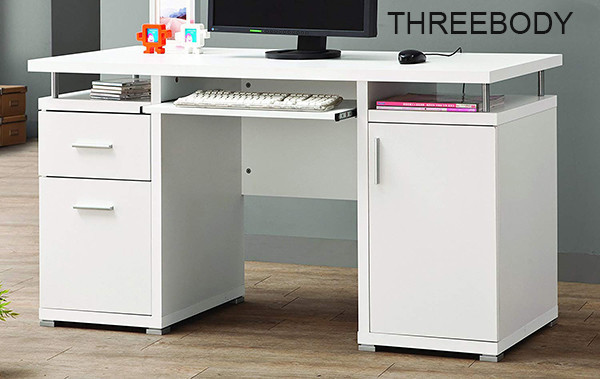 Hollow Board Modern Computer Desk , Contemporary Computer Desk With 2 Drawers