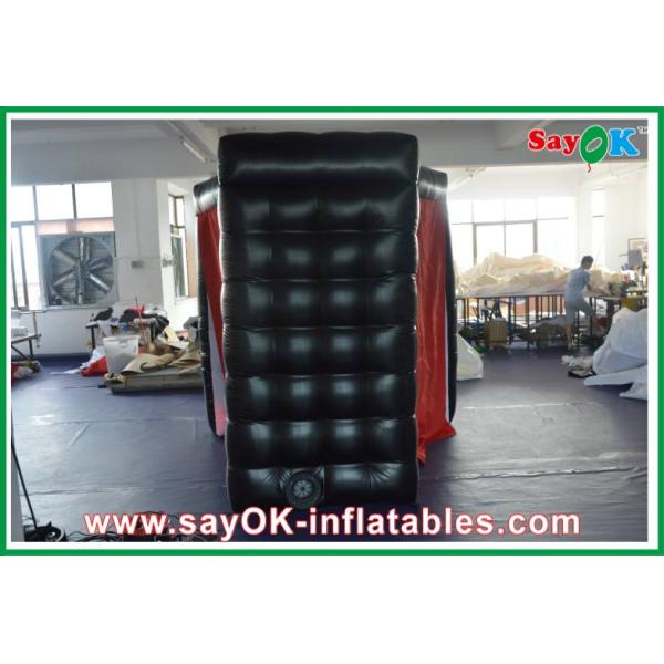 Photo Booth Led Lights Durable Black Inflatable Photobooth Oxford Cloth Modern With Red Curtain