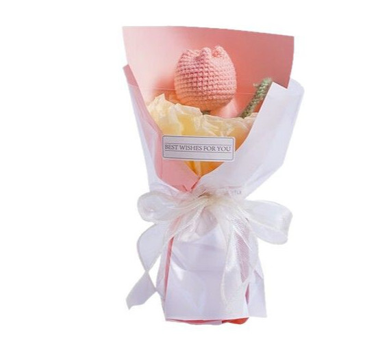 Small Yet Striking 15x26cm Knitted Tulip Small Flower Bouquet in Multiple Colors