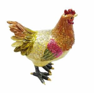 Pewter alloy animal box metal jewelry boxes hen enameled trinket boxes