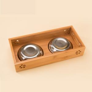 Custom Logo Bamboo Pet Feeders Simple Design Sustainable and Stable for Modern