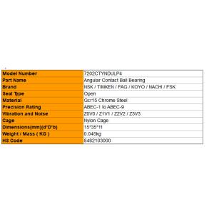 High Speed Angular Contact Ball Bearing NSK 7202CTYNDULP4