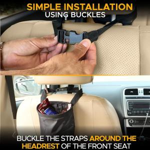 Car Trash Bag Hanging with Elastic Opening & Easy Mount | Auto Garbage Can with