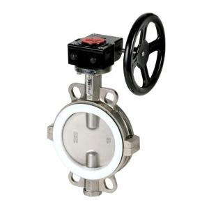 Ptfe Coated Lining Split Body Pneumatic Actuator Wafer Butterfly Valve
