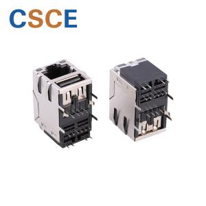 PEG Shielded RJ45 Connector Transformer Phosphor Bronze Contact Material