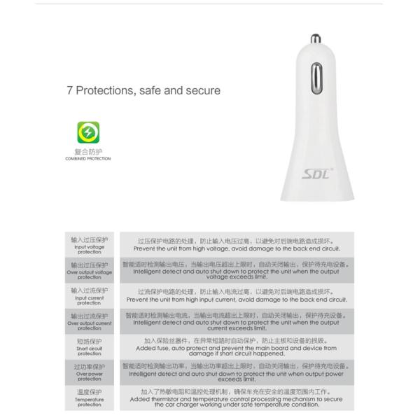 SDL Car Charger Universal Car Adapter USB Charger for Cigarette Lighter C02