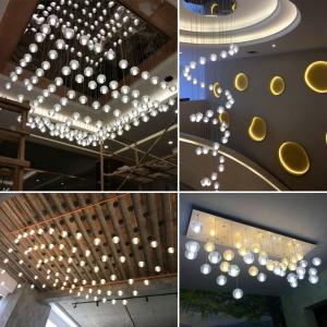 Modern LED Ceiling Long Chandelier Lighting Bubble Crystal Pendant Lamp(WH-NC-80