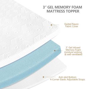Soft Memory Foam Topper Ventilated Gel Infused For Pressure Relieving