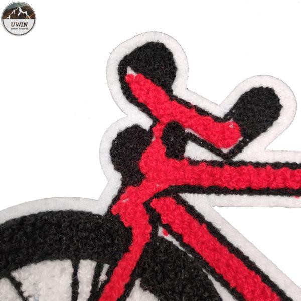 Red Bike Chenille Patches For Letterman Jackets Towel Material 10*15cm Size