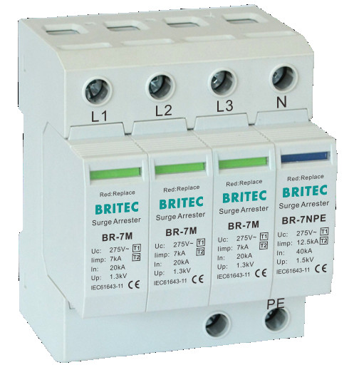 Quality BR-7M 3P+1 T1+T2 Surge Arrester B+C Surge Protection Device Lightning wholesale