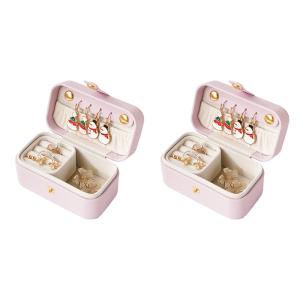 Portable Pearlescent Mauve Pink Jewelry Organizer Box for Travel Convenience in