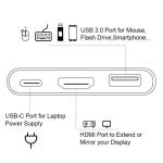 USB C to Adapter USB C Hub Multiport Adapter 3 in 1 Hub with USB 3.0,4k and PD