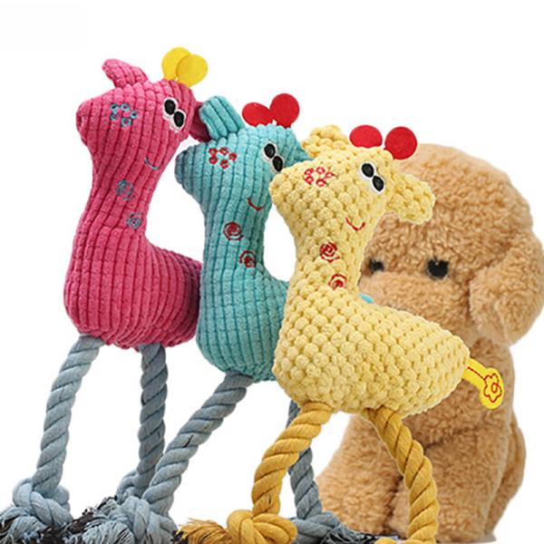 26*16 cm Interactive funny giraffe dog chewing toy Bite resistant corn velvet