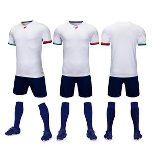 Polyester Fabric Plain Soccer Jerseys Casual Short Sleeved Blue V Neck