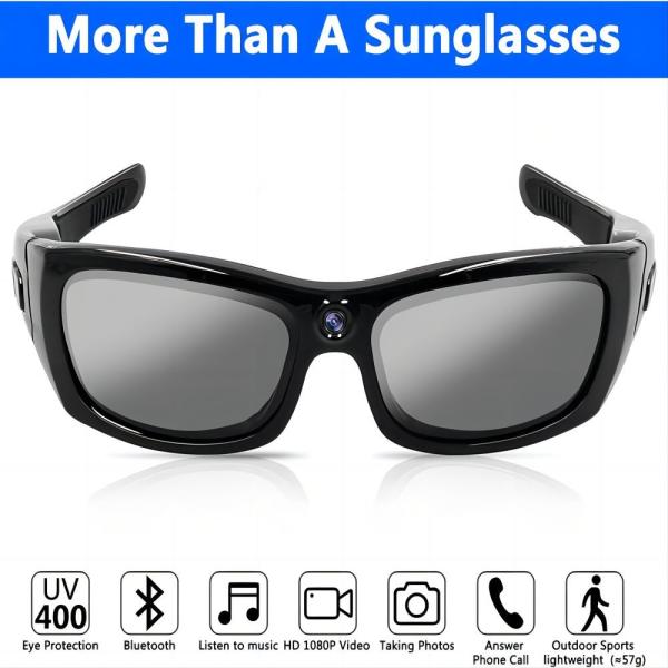 Climbing Snowboarding 1080P Bluetooth Camera Sunglasses Connect With Phone