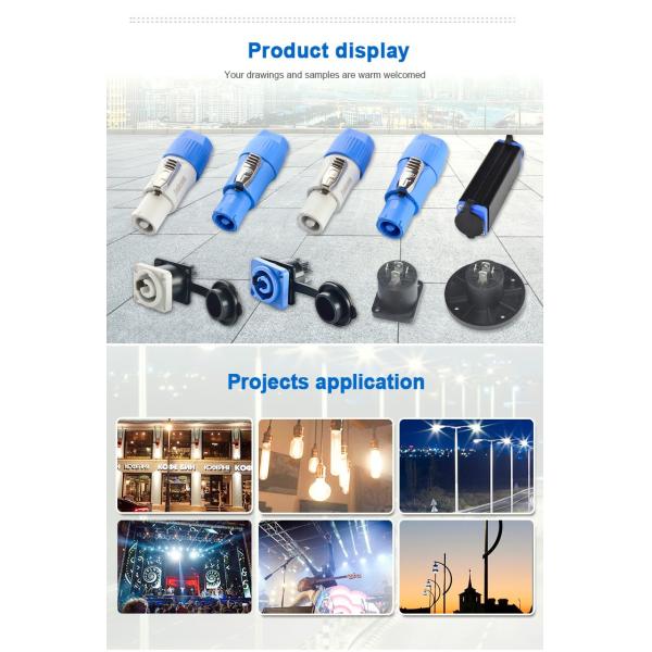 3 Pin Circualr IP44 Waterproof LED Connectors Powercon Socket 500V / 20A