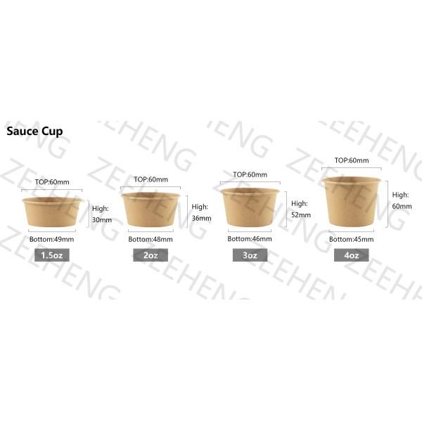 ZH Disposable Kraft Sauce Cups 1.5oz 2oz 3oz 4oz With Lids Pudding Holy