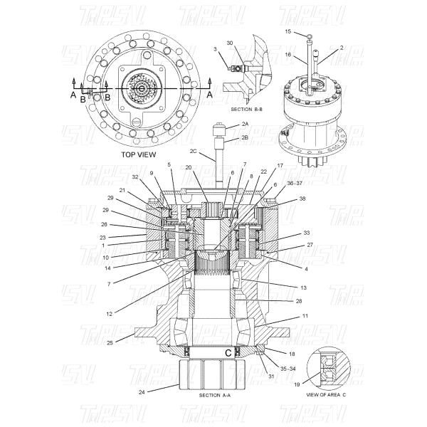Quality Black 191-2693 E325C Excavator Swing Drives Catalog Bolt-on In Stock Hydraulic Swing Drive wholesale
