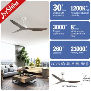 52 Inches Brown ABS Blades Energy Saving DC Ceiling Fan with Light NO Private