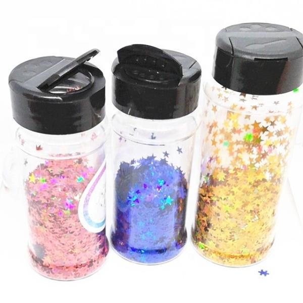Quality 1oz 2oz 3oz 5oz Glitter Containers with Black Lid Sifter and Open Cap Print Method 1 color Shakers wholesale