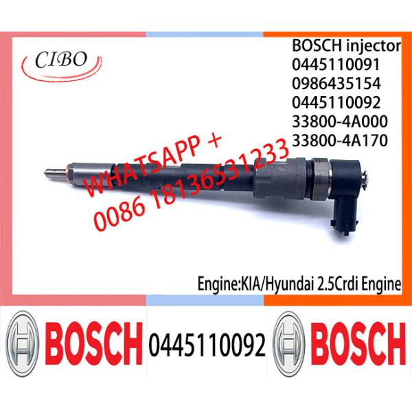 Quality BOSCH Common Rail Injector 0445110091 0986435154 0445110092 33800-4A000 33800-4A170 0445110274 for KIA/HYUNDAI 2.5CRDi wholesale