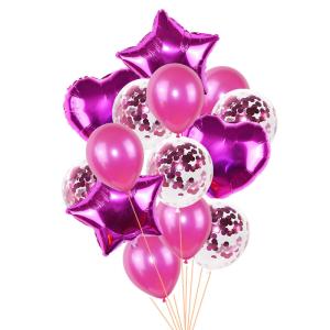 China 14pcs/set 18inch Heart Star Foil Balloons 12inch Latex Confetti Helium Air Ball Globo Multicolor Wedding Birthday Party on sale